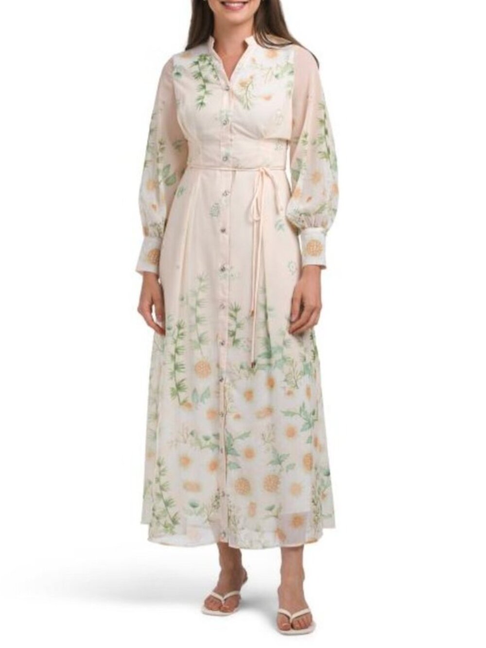 DALIA MACPHEE Long Sleeve Floral Maxi Dress